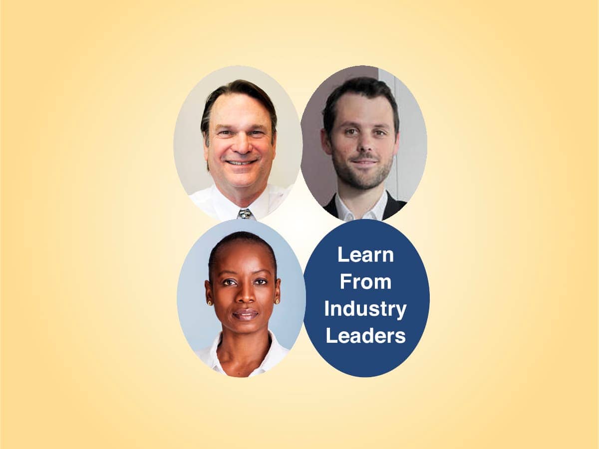 Headshots of presenters: Eric Braunwart, Dr. Laurent Cartier, and Patricia Inonge Mweene.